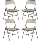 Chaises pliantes rembourrées en tissu - PIPIPOXER - Lot de 4 - Beige-gris - Jardin