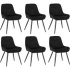 WOLTU Chaises de Salle à Manger Lot de 6, Chaises Relaxantes en Velours, Ergonomiques avec Dossier, Noir BH331sz-6