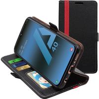 ebestStar ® pour Samsung A40 Galaxy SM-A405F - Etui Portefeuille PU Cuir , Noir / Rouge