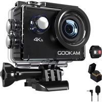 GOOKAM Caméra Sport 4K WiFi 20MP Ultra HD, Étanche 40M 170°Grand-Angle 2.0 '' LCD avec Microphone Externe 2.4G Télécommande, Caméra