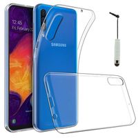 Pour Samsung Galaxy A50 SM-A505F 6.4": Coque Silicone gel UltraSlim et Ajustement parfait + mini Stylet - TRANSPARENT