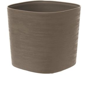 Pot De Fleurs Avec Réserve D'Eau 34x34x66cm Gris Galet - Collection FURU