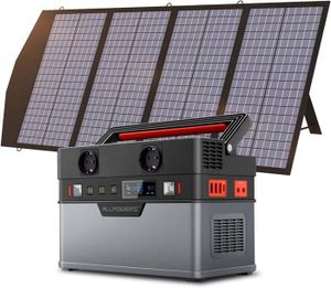GROUPE ÉLECTROGÈNE ALLPOWERS 606 Wh 700 W (1400W de crête) - Station d'alimentation portable avec 1 panneau solaire de 140W pour la maison
