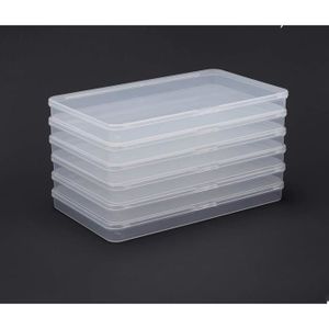 BOITE DE RANGEMENT Lot de 6 petites boîtes de rangement rectangulaires en plastique transparent avec couvercle à rabat pour bijoux,.[Z3385]