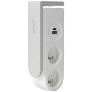 MULTIPRISE OTIO Bloc prise clipsable 2prise 2p+t et 2 chargeur USB- 1,5m - Blanc