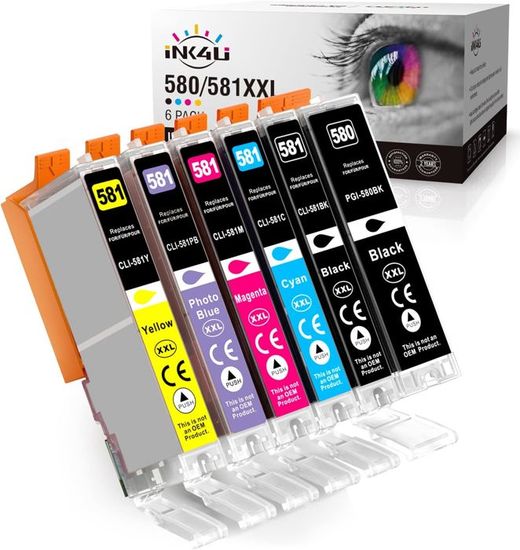 Cartouches D'encre Compatibles Canon PGI-580 CLI-581 XXL - Pour Imprimantes Pixma TR Et TS Séries