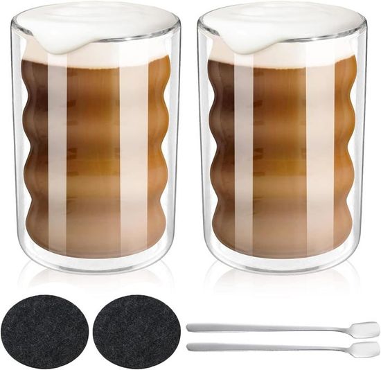 Verres à Latte Macchiato Avec Poignée, 6 X 350 Ml | Verres Thermo à