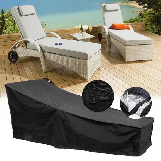 Housse Protection Chaise Jardin 210D 80x85x91cm - Imperméable Coupe-Vent Résistante UV Noir