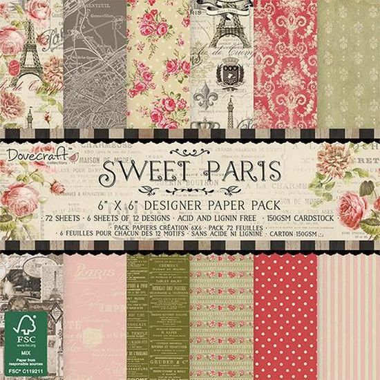 LOT PAPIER FEUILLE SCRAPBOOKING CARTE SHABBY CHIC VINTAGE SWEET PARIS