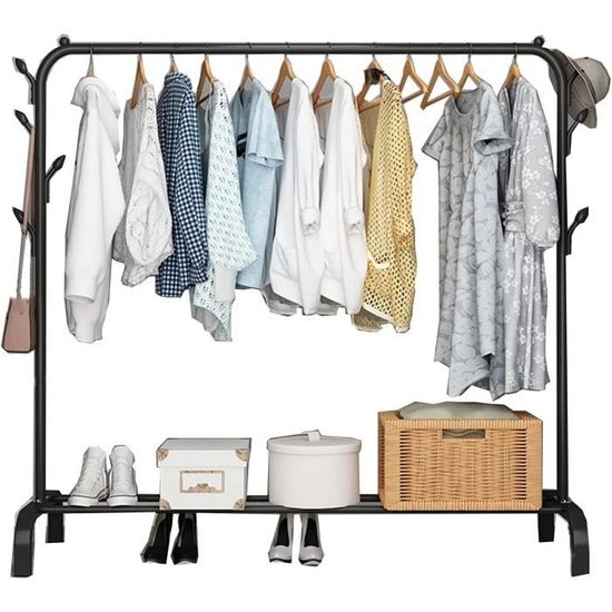Portant à Vêtements THINFAR Réglable Double Rail - Penderie Sur Roulettes 84-150x42x108-70cm