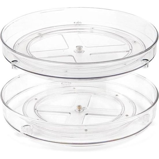 Lot de 2 plateaux rotatifs pour réfrigérateur - Lazy Susan Plateau