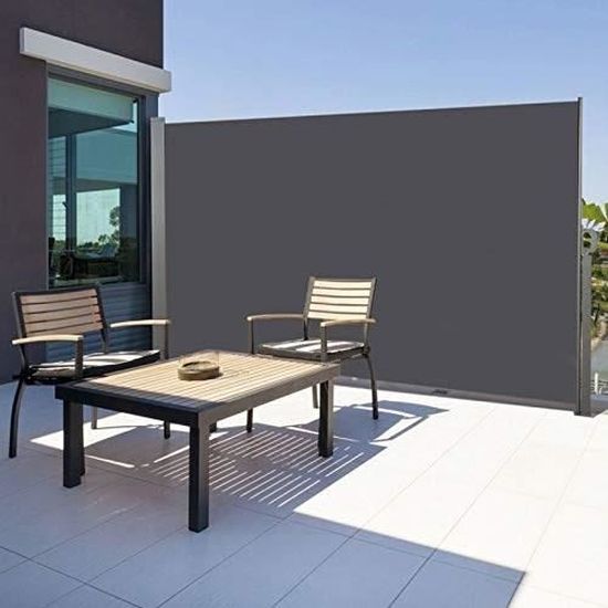paravent retractable 2 x 3 m gris cdiscount jardin