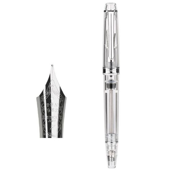 Stylo à Plume Ergonomique En Titane Antidérapant - Système Remplissage Sous Vide - Pointe Acier Inoxydable Bleu