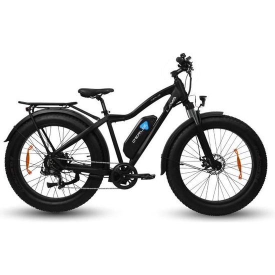 DERUIZ LAVA 26"Vélo électrique 750W Fat Bike vélo de VTT Amovible Batterie au Lithium 48V 624Wh E-Bike 7 speeds Shimano(Noir)