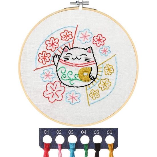 Kit Broderie Cerceau Trimits 15 Cm – Arbre De Vie – Fils, Tissu Pré-imprimé, Instructions 3 Langues