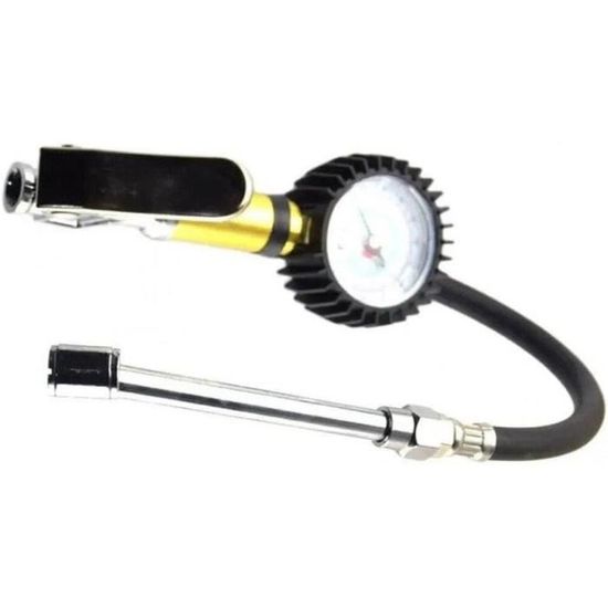 Manomètre Gonfleur De Pneus Avec Tuyau Flexible – 220 PSI / 16 BAR – Précision Et Polyvalence Pour Voiture, Moto, Vélo