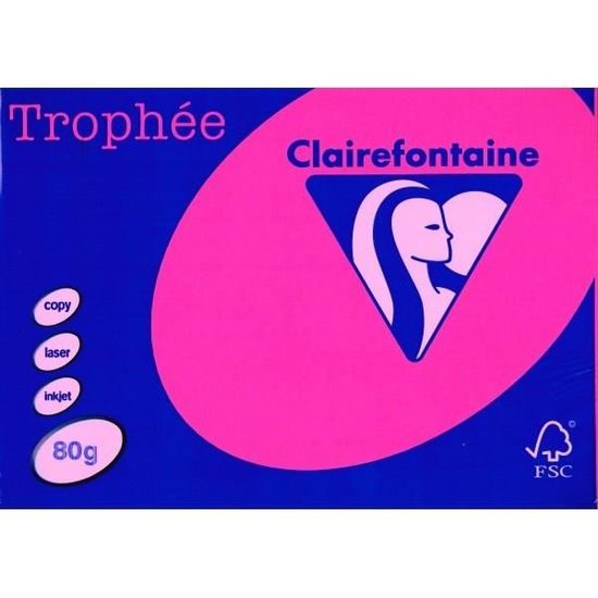 Clairefontaine Trophee Ramette de 500 feuilles papier couleur 80 g A4 Clairefontaine Trophee Ramette de 500 feuilles papier couleur 80 g A4