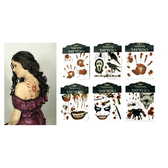 60 Autocollants Tatouages éphémères Halloween - Cicatrices Et Motifs Effrayants, Pour Déguisement Et Fête (JYNVO)