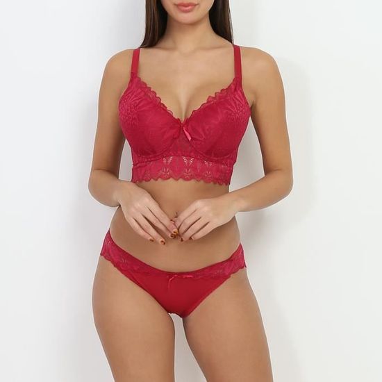 Ensemble Lingerie Nuisette Et String Bordeaux Dentelle - Taille Unique - Neuf Avec étiquettes