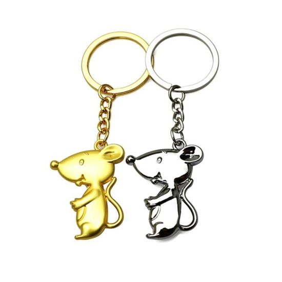 Porte-Clés Rat Laiton Feng Shui - Mini Figurine Chance - Décoration Sac à Dos Cadeau