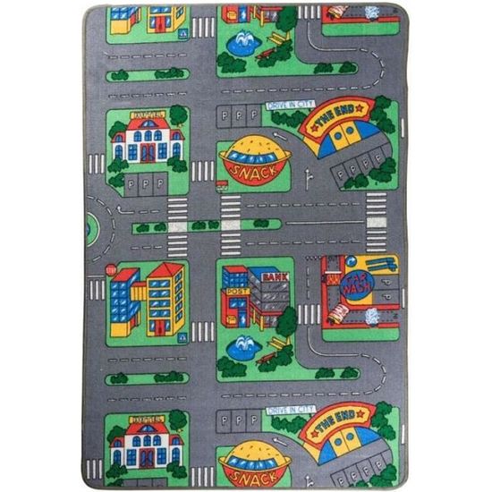 Tapis de jeu circuit pour petites voitures - PROVENCE OUTILLAGE - Cars - 100x150cm - Enfant - 100% polyamide