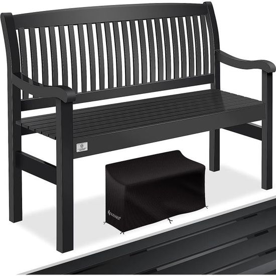 Banc Exterieur Jardin 140 CM, Banc De Jardin En HDPE Pour 2-3 Personnes, Siège à Lattes, Résistant Aux Intempéries Pour Terrasse, Charge 340 KG Noir | Leroy Merlin