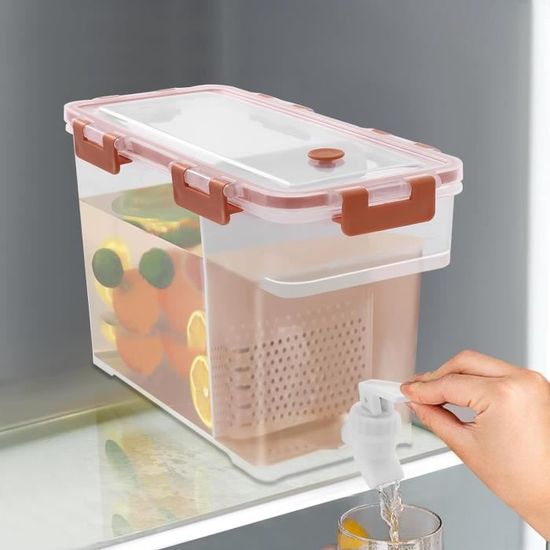 Fêtes Camping Distributeur De Boisson LEMCC 3,5L Avec Robinet - Récipient Réfrigérateur Pour Jus Et Limonade Récipient Jus 3.5L Avec Robinet Filtre LEMCC Blanc