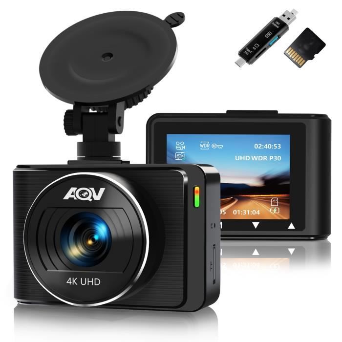 Caméra de Voiture AQV D3 Dash Cam 4K 1080P Avant Grand angle 170° Avec GPS Écran 2''HD Avec Carte 32Go