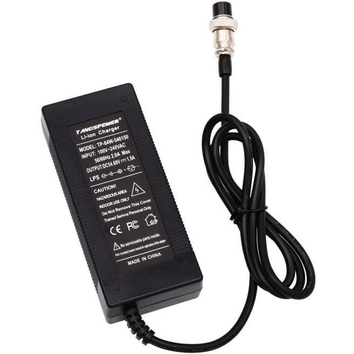 Chargeur de batterie au Lithium 54.6V 1.5A pour prise électrique GX16-3 de vélo électrique Li-ion 48V 4A
