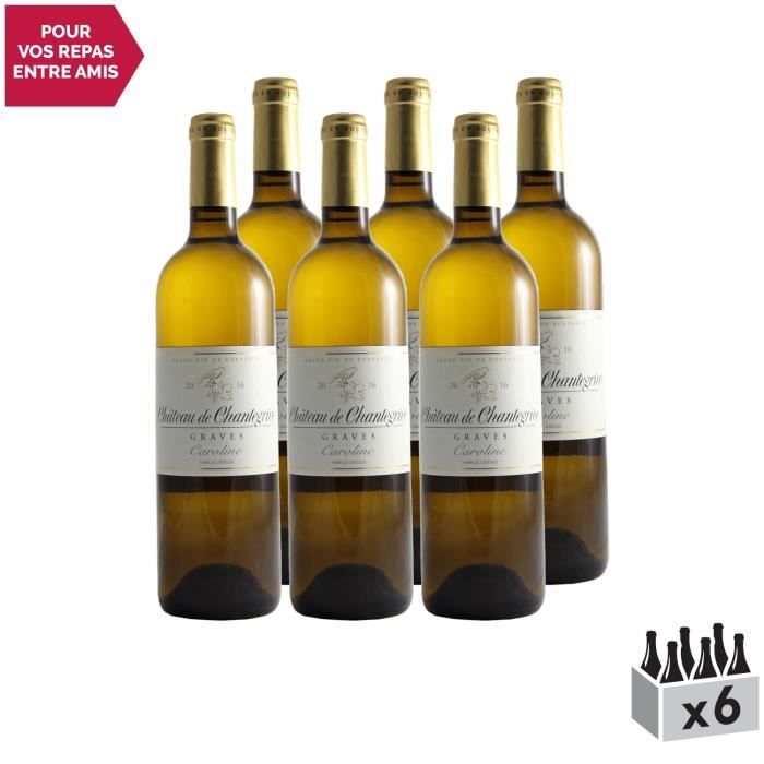Château De Chantegrive Blanc 2016 - Lot de 6x75cl - Appellation AOC Graves - Vin Blanc de Bordeaux - Cépages Sémillon, Sauvignon