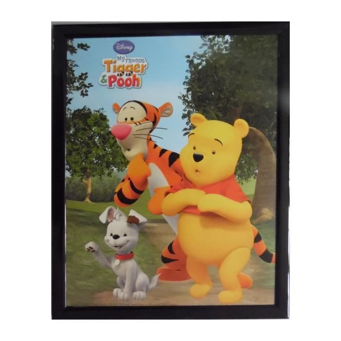 Tableau Winnie l'Ourson, Buster et Tigrou 20 x 25 cm Disney cadre rect