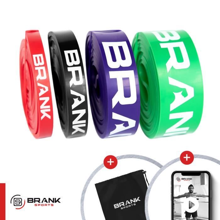 Pack de 4 bandes de résistance pour le crossfit, la musculation ou le sport à la maison - Force de 7 à 54kg - Marque française