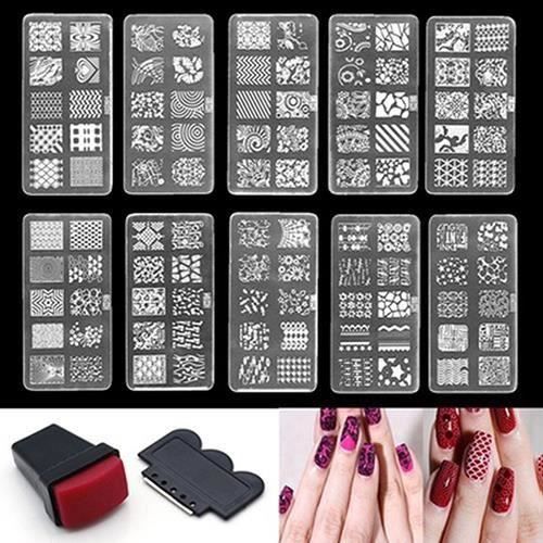 HT Nail Art Stamp Gabarit Gabarit Set de Plaques Kit de Conception Outil Stamper - HTBDH824A2436