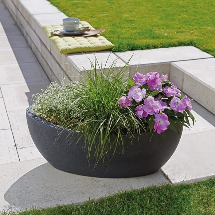 Scheurich 55371 253-58 Wave Globe Jardinière Plastique Granit Noir 58 x 24 x 23 cm