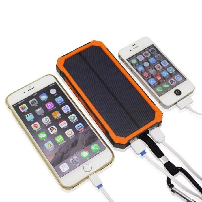 Batterie externe solaire étanche 20000mAh chargeur solaire powerbank orange