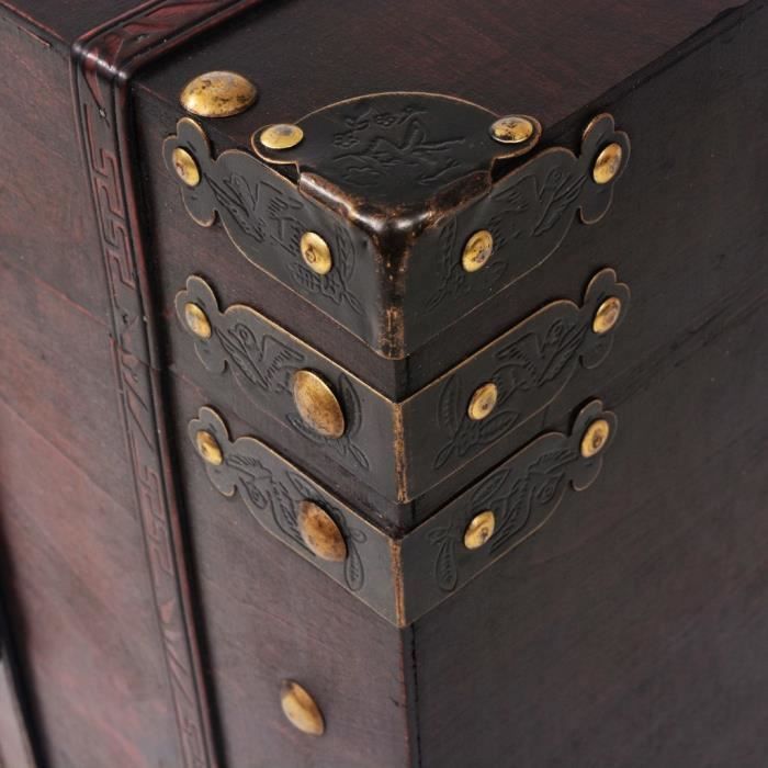 Super Malle de rangement - Coffre de rangement Coffre D'extérieur Coffre de jardin vintage Bois 66 x 38 x 40 cm @898606