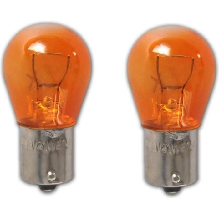 Lot de 2 Lampes Ampoules BA15s ORANGE 21w 12v Clignotant