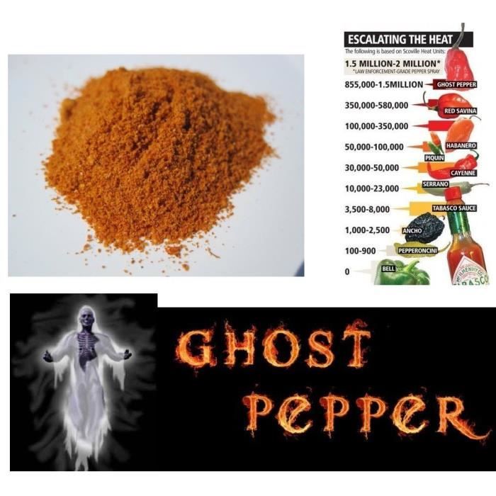 10g piment bhut jolokia ghost pepper en poudre le plus fort du monde