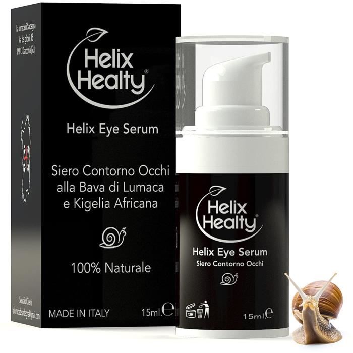 Sérum contour des yeux bave d'escargot pour cernes et poches sous les yeux anti-rides pour homme et femme 100% naturel -15 ml Helix