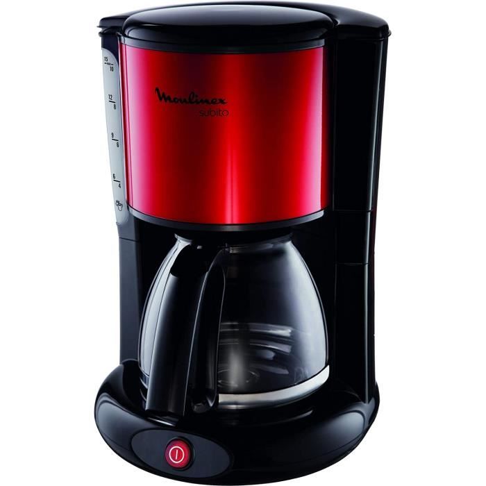MOULINEX Cafetières filtre SUBITO rouge 10/15 Tasses Machine à café cafetière électrique Cafetière Capacité 1.25L Antigoutte Porte