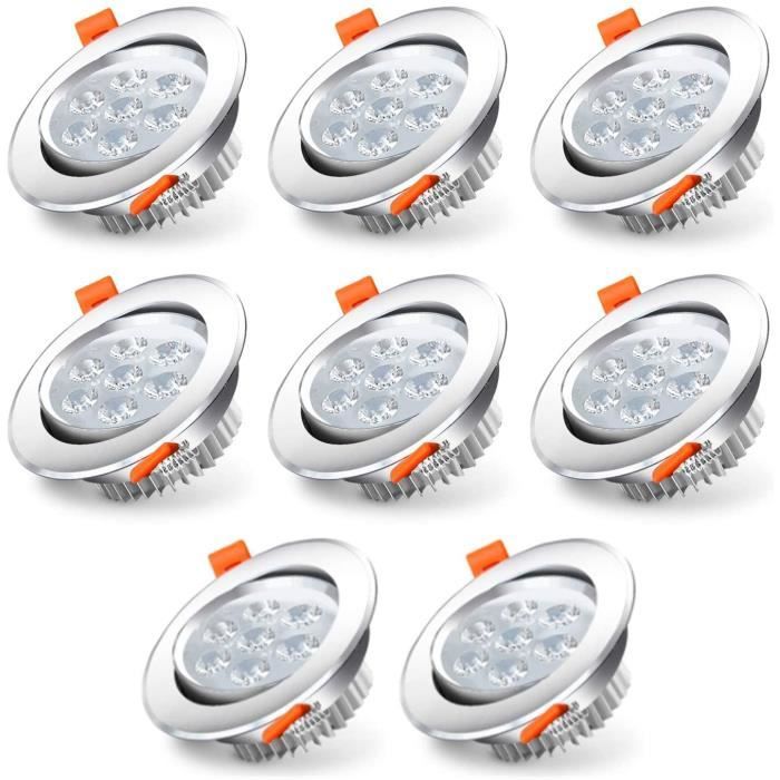 Éclairage encastré Hengda 8 Pack Spot LED Encastrable 7W 560lumen éclairage plafond encastré Dimmable Blanc Froid 478