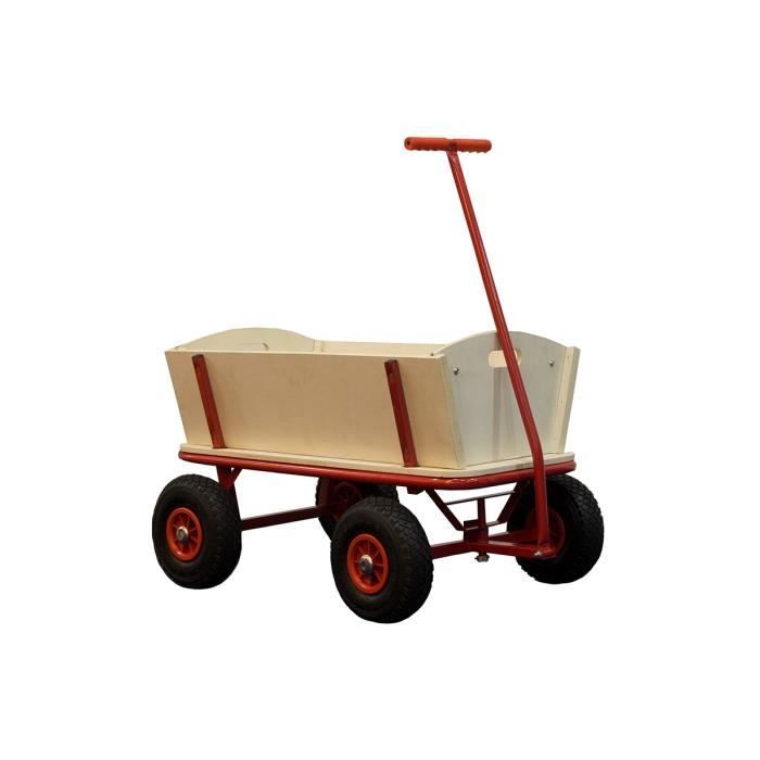 SUNNY Billy Chariot de Transport en Bois - Chariot pour Enfants rouge - Capacité 100 kilos