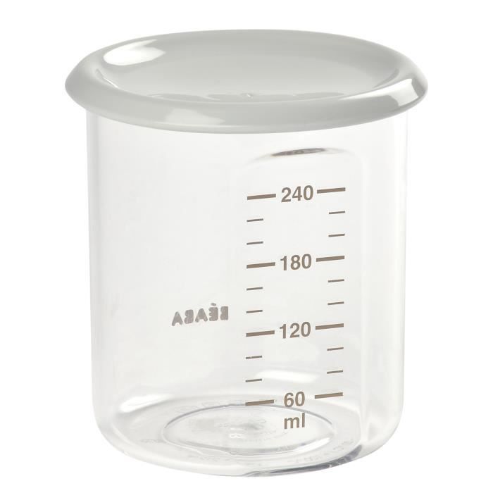 BEABA Maxi Portion Tritan, Pot de conservation bébé, plastique premium - 240 ml - Grey
