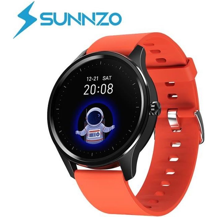 SUNNZO Montre Connectée pour IOS et Android,étanche IP67 Montre Sport Android Podomètre,Cardiofréquencemètre,Sommeil,SMS Afficher