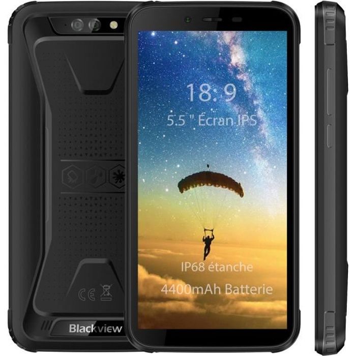 Smartphone Blackview BV5500 IP68 étanche 5,5- Écran(18:9 Ratio) 16Go 4400mAh Batterie Téléphone portable - Jaune