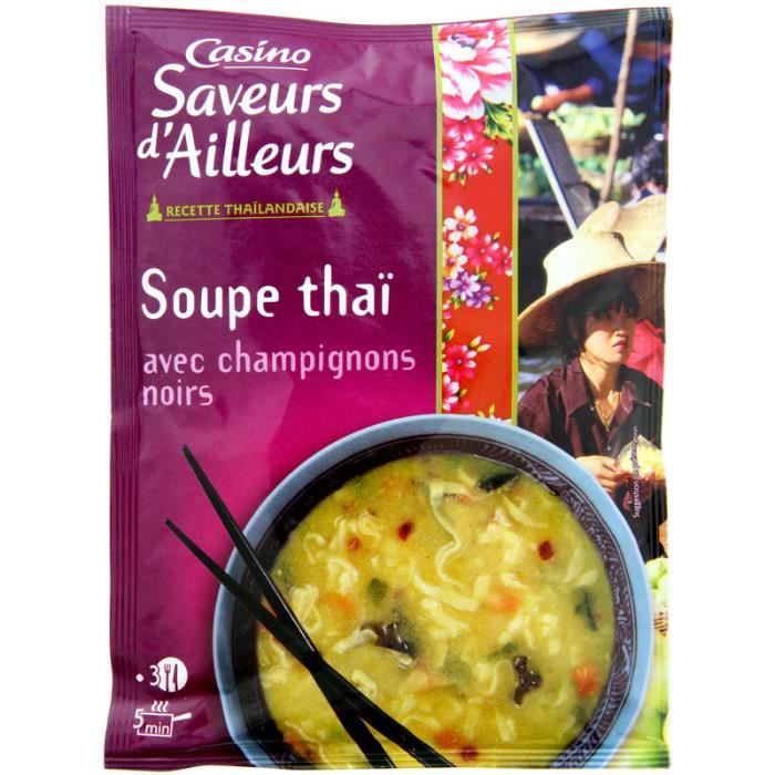 CASINO SAVEURS D'AILLEURS Recette thaïlandaise - Soupe thaï - Avec champignons noirs - Soupe déshydratée 74 g