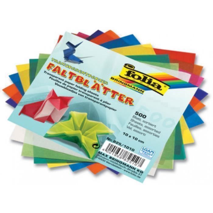 FOLIA Papeterie - Fournitures folia Papier transparent pour le pliage, 100 x 100 mm 225808