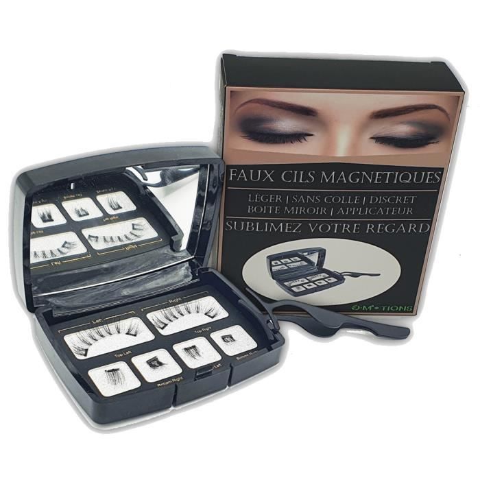 G-MOTIONS Faux Cils Magnétiques/Idéal maquillage rapide/Sans colle 2 Faux cils : Double inférieur + applicateur + boite mirroir
