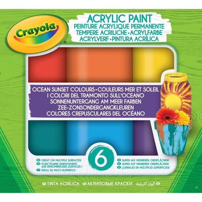 Crayola - Acrylic Paint - Couleurs Mer et Soleil - Peinture et accessoires