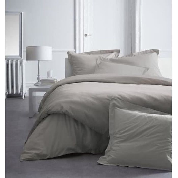 Drap Housse 140X190 2 personnes Percale uni beige PREMIUM
